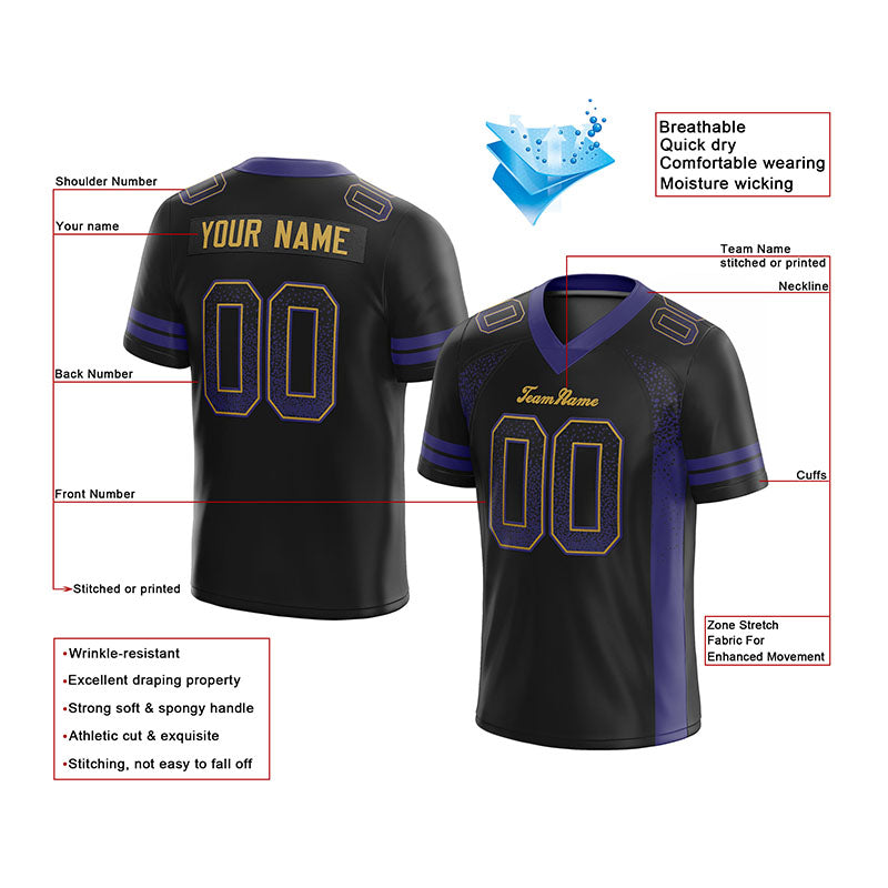 custom authentic drift fashion football jersey black-purple mesh