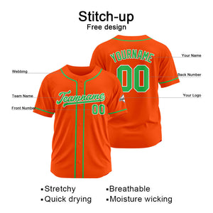 Camiseta de béisbol personalizada con diseño bordado & estilo hip hop & color naranja y verde
