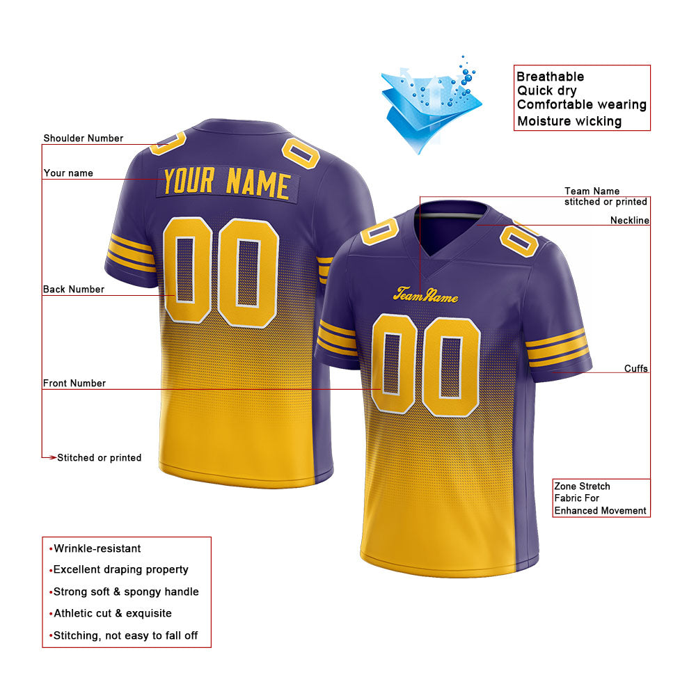 custom authentic gradient fashion football jersey white-purple