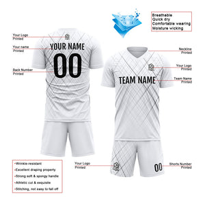 Uniforme de fútbol personalizado para niños y adultos & conjunto personalizado & camiseta blanca y negra