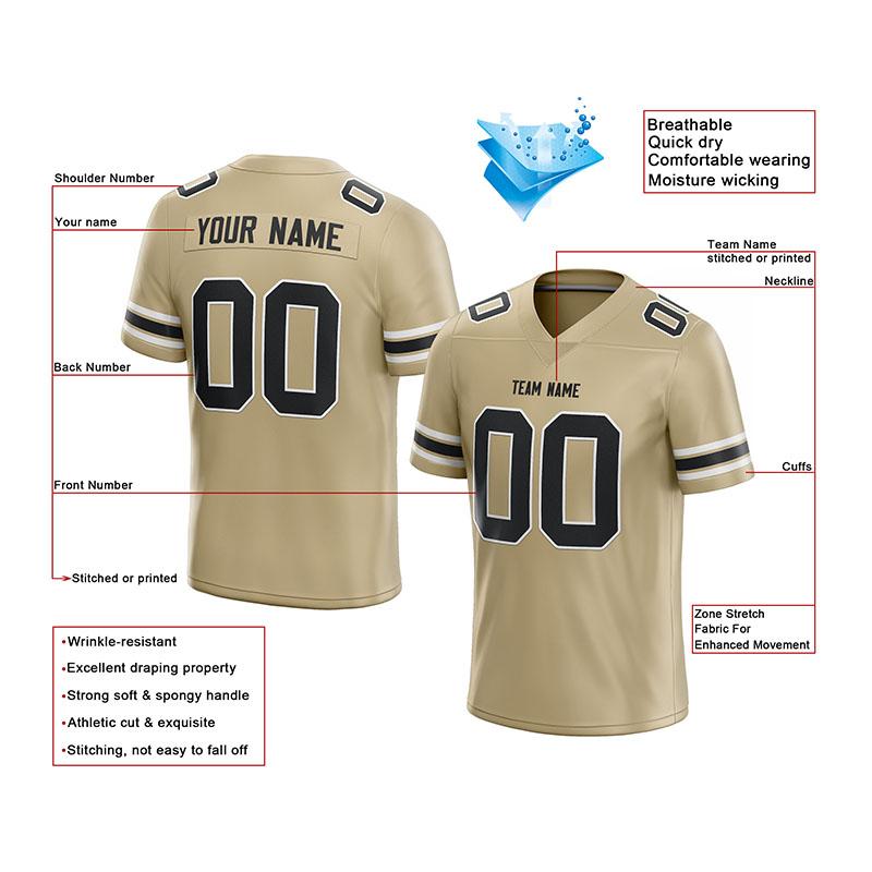 custom authentic football jersey gold-black-white mesh