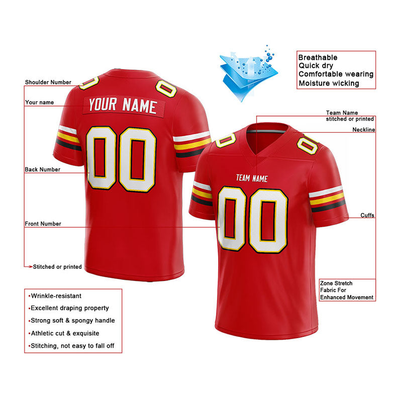 customized  authentic football jersey red-white-yellow-black