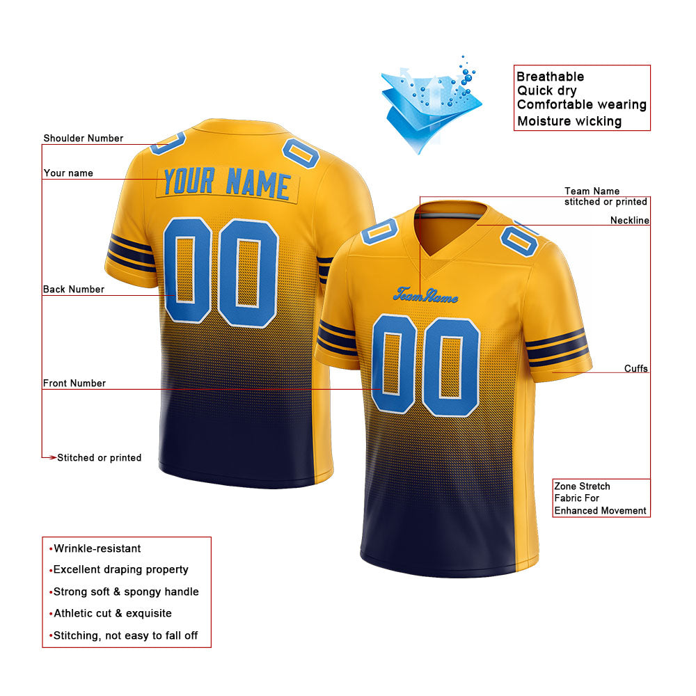custom authentic gradient fashion football jersey white-light blue