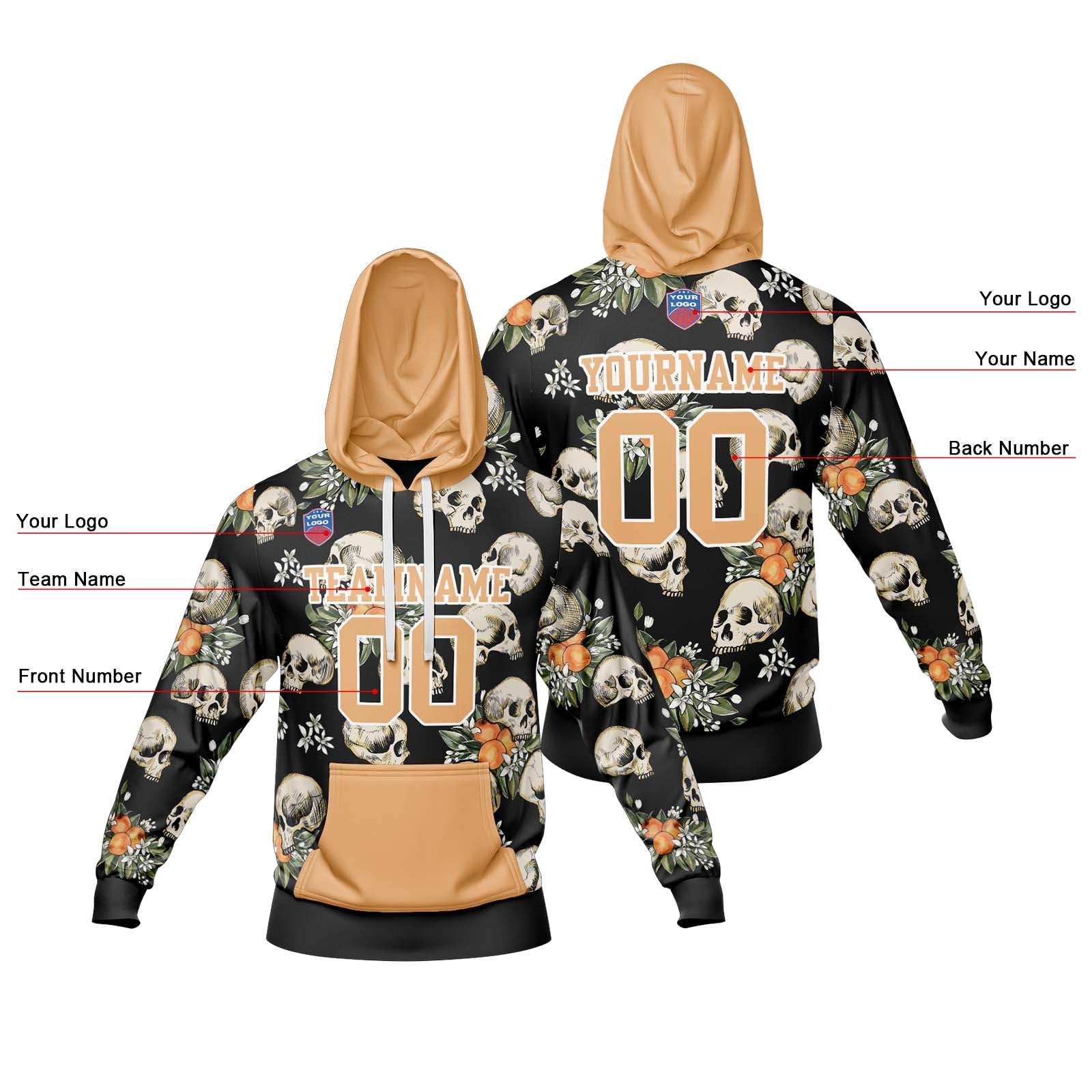 Sudadera con capucha degradada personalizada para hombre-mujer-niña o niño Imprime tu logotipo-nombre y número