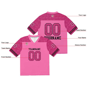 Camiseta de fútbol personalizada con nombre y número del equipo impresos y bordados-color rosa