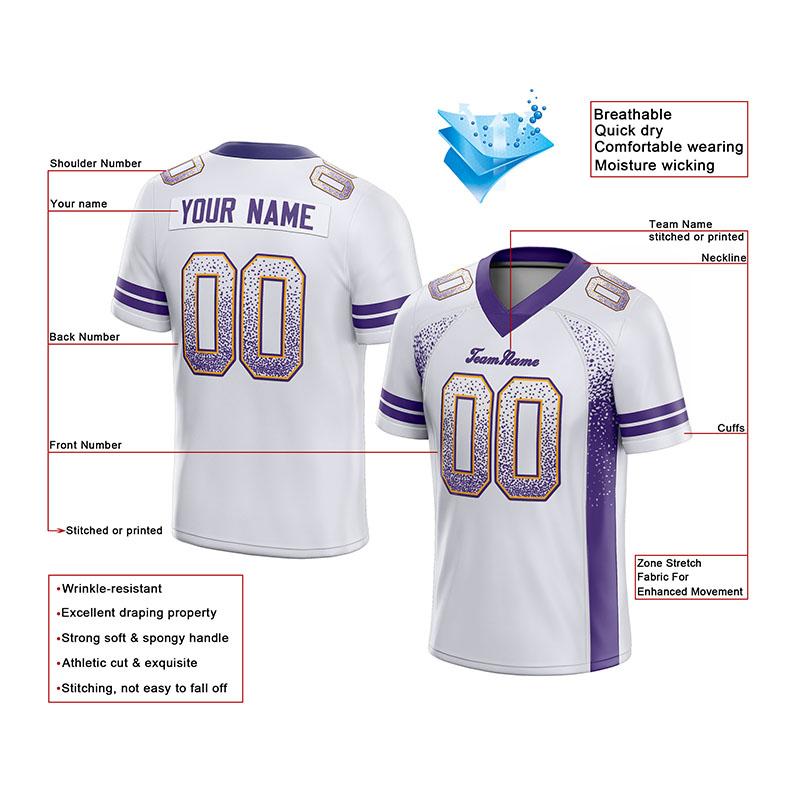 custom authentic drift fashion football jersey white-purple mesh