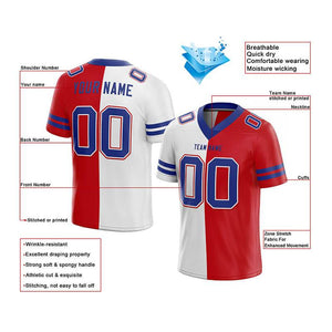 custom authentic split fashion football jersey royal-red-white mesh