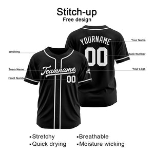 Camiseta de béisbol personalizada de malla negra y blanca