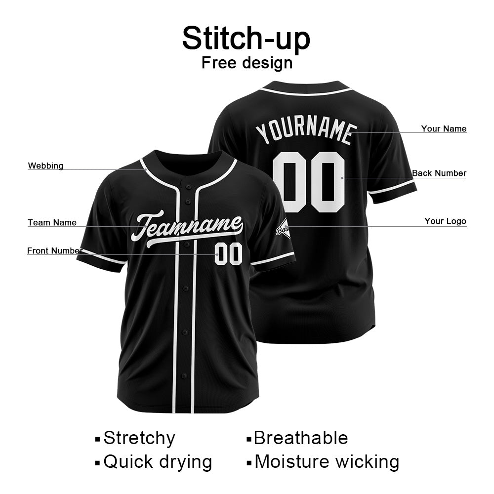 Camiseta de béisbol personalizada de malla negra y blanca