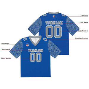 Camiseta de fútbol personalizada con nombre y número del equipo impresos y bordados-color azul