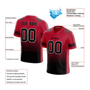 custom authentic gradient fashion football jersey red-black