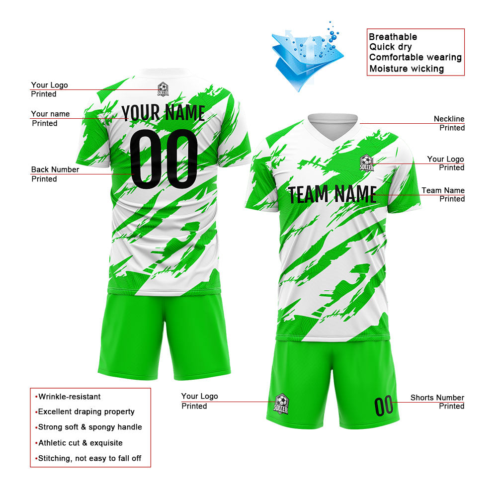 Uniforme de fútbol personalizado para niños y adultos & camiseta usada & verde y blanca
