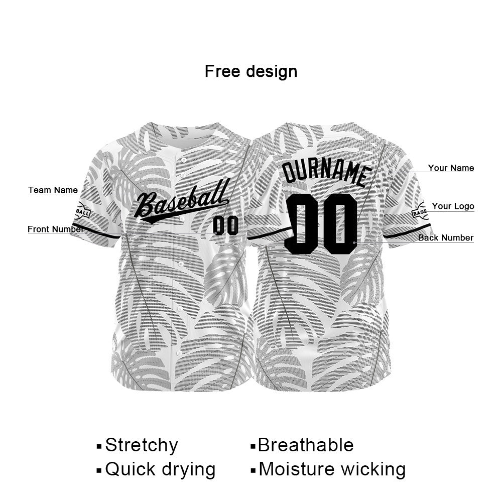Camiseta de béisbol con dise?o personalizado estampado a todo color gris y blanco