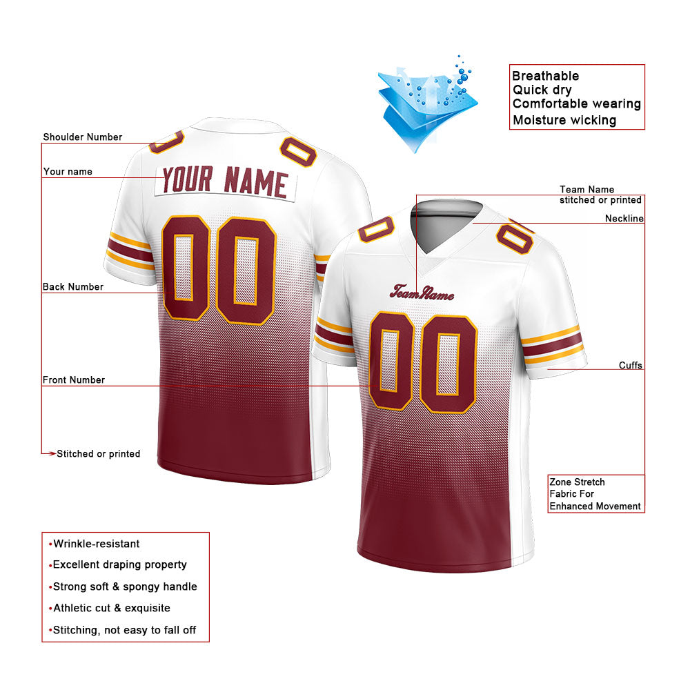 custom authentic gradient fashion football jersey white-burgundy