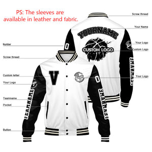 Chaquetas universitarias blancas y negras personalizadas para hombres & mujeres y jóvenes & Chaquetas Letterman personalizadas