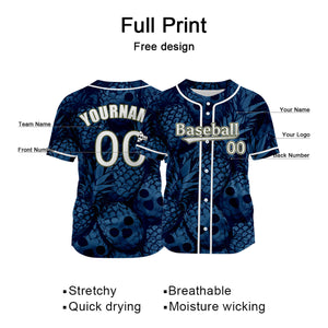 Camiseta de béisbol azul marino personalizada con nombre número y logotipo personalizados