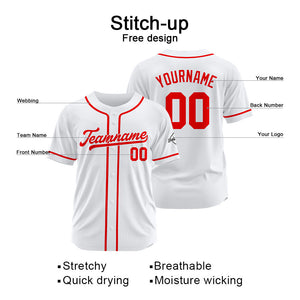 Camiseta de béisbol personalizada con diseño bordado & estilo hip hop & color blanco y rojo
