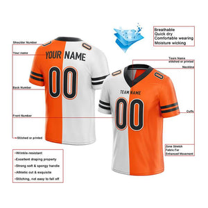 custom authentic split fashion football jersey brown-white-orange mesh