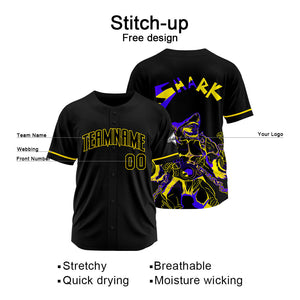 Uniformes de béisbol personalizados Shark-Black&Yellow de alta calidad para adultos y niños & optimizados para el rendimiento