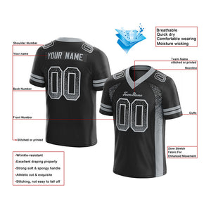 custom authentic drift fashion football jersey black-gray mesh