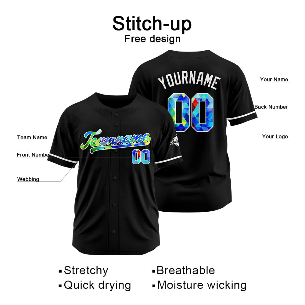 Camisetas de béisbol negras personalizadas con diseño bordado y estilo hip hop