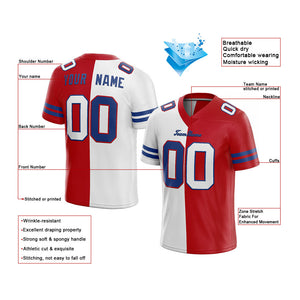custom authentic split fashion football jersey red-white-royal