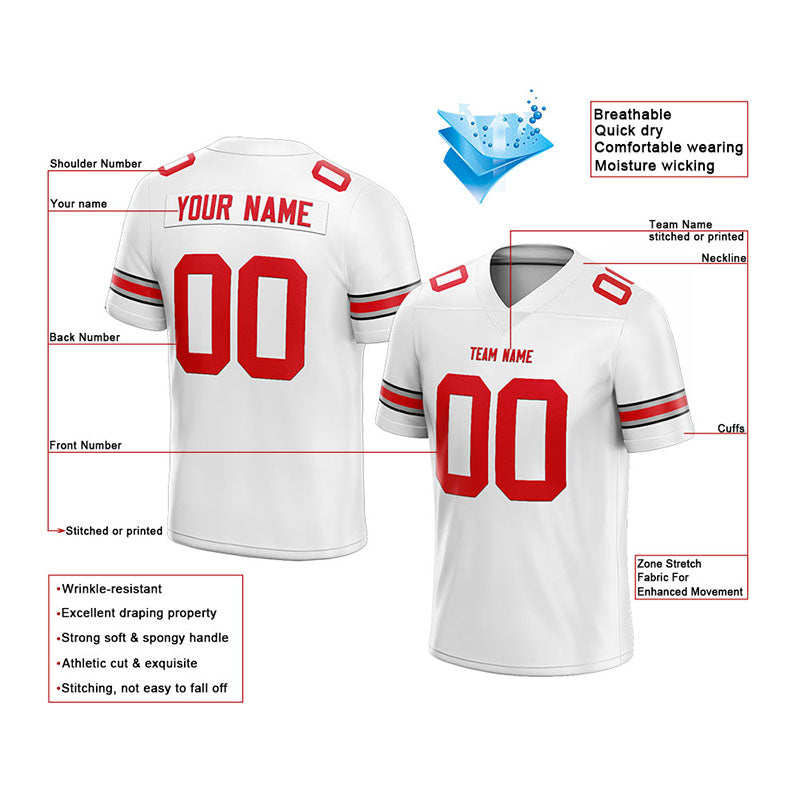 customized  authentic football jersey white-red-gray