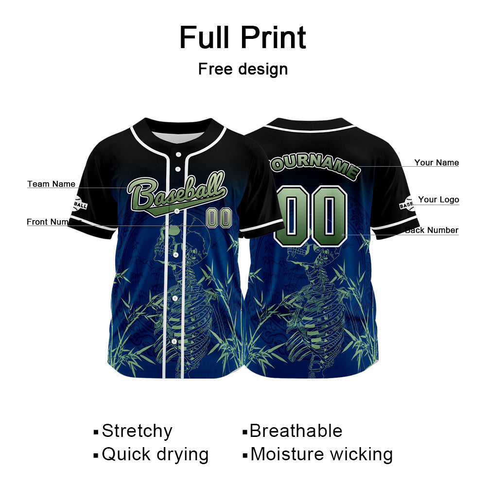 Camiseta de béisbol negra personalizada con botones para hombre mujer adulto y joven Nombre número y logotipo impresos