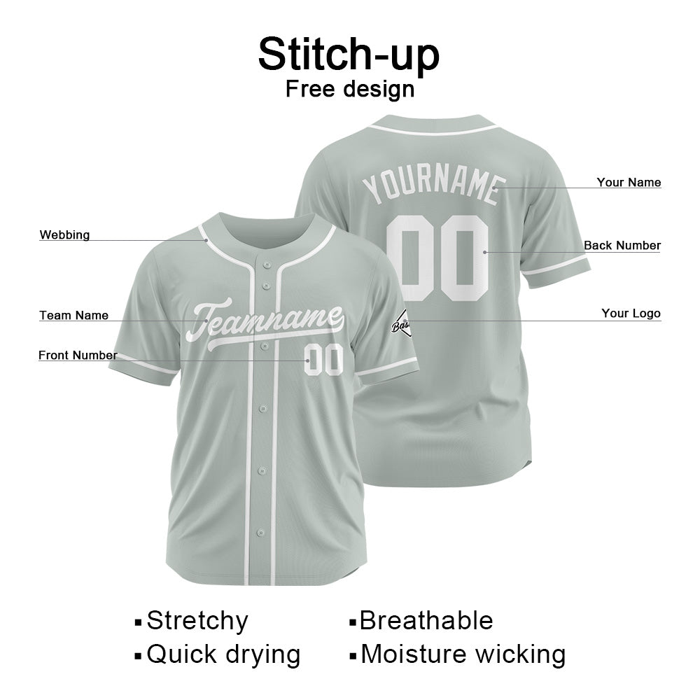 Camiseta de béisbol personalizada con diseño bordado & estilo hip hop & color gris y blanco
