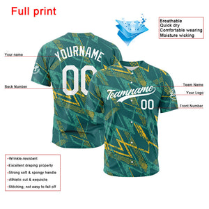 Camiseta de béisbol con dise?o personalizado estampado a todo color verde y amarillo