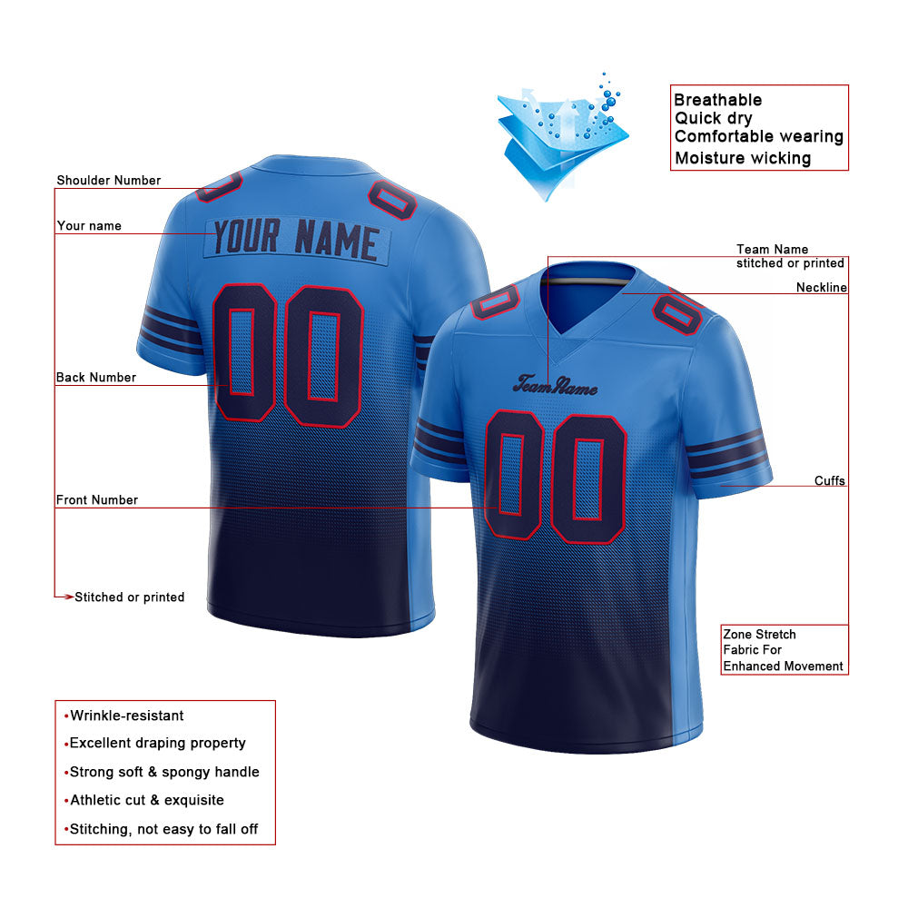 custom authentic gradient fashion football jersey gray-navy