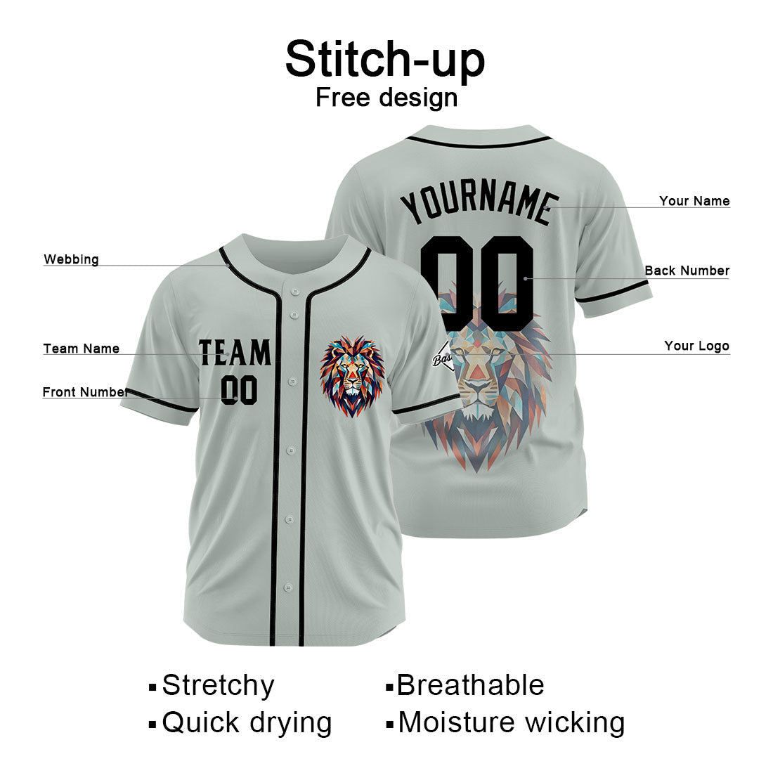 Uniformes de béisbol personalizados de alta calidad para adultos y niños & optimizados para el rendimiento (color gris)