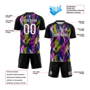 Conjunto personalizado de camiseta de uniforme negra y rosa para niños y adultos