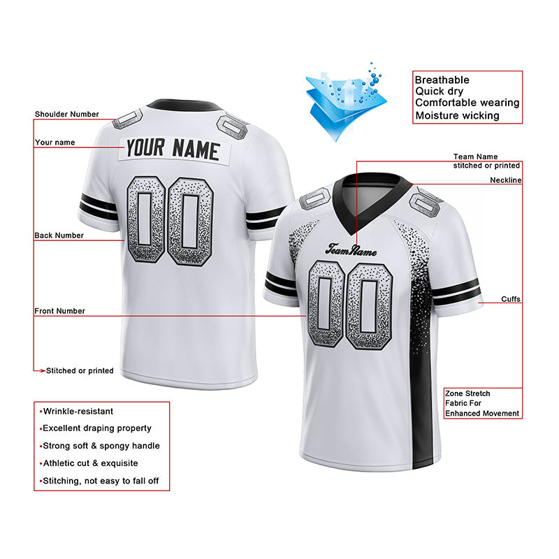 custom authentic drift fashion football jersey black-gray mesh