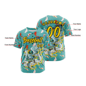 Camiseta de béisbol personalizada color turquesa con botones para hombre mujer adulto y joven Estampado de nombre número y logotipo