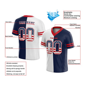 team member custom authentic football jersey navy-white-red mesh