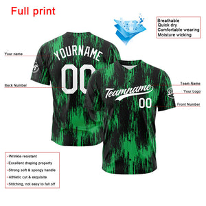 Camiseta de béisbol con dise?o personalizado estampado a todo color verde y negro