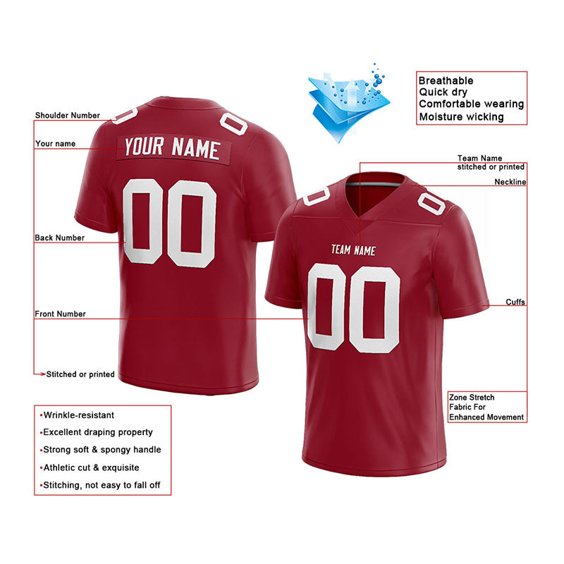 customized  authentic football jersey red-white mesh