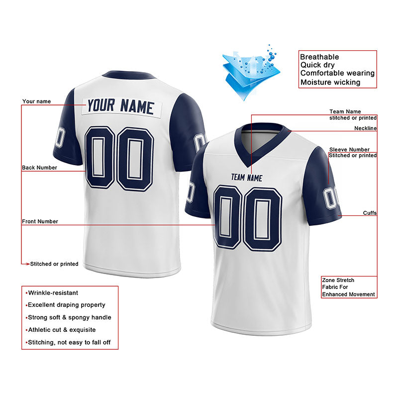 custom authentic football jersey navy-white-gray mesh