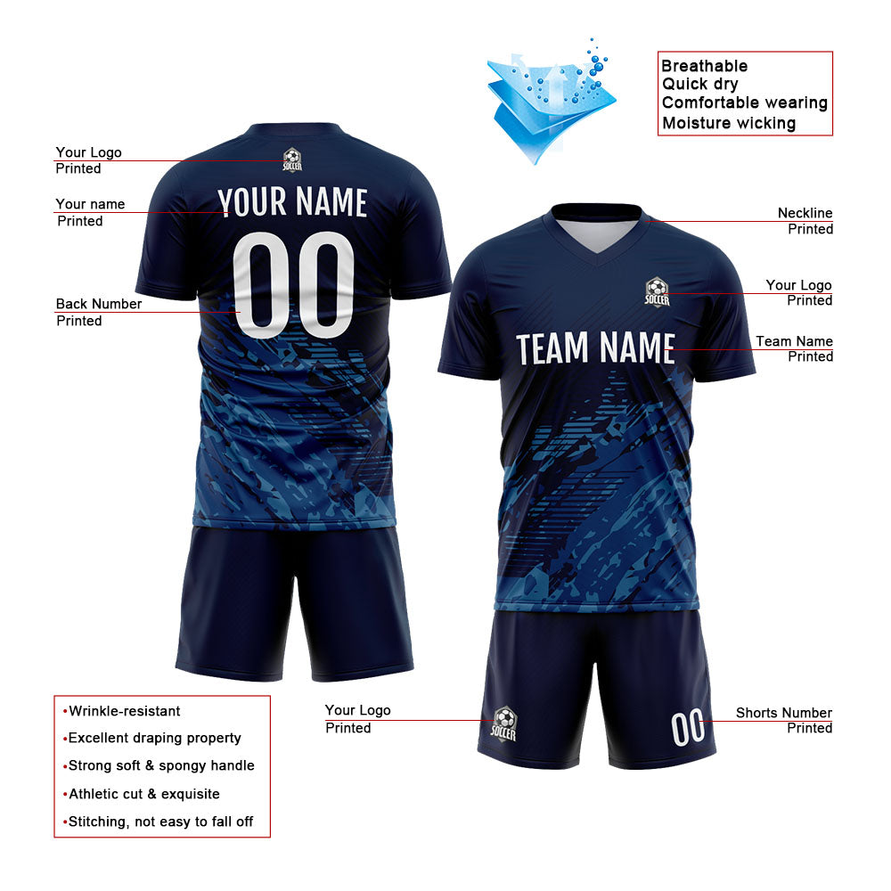 Uniforme de fútbol personalizado para niños y adultos & conjunto personalizado & color azul marino