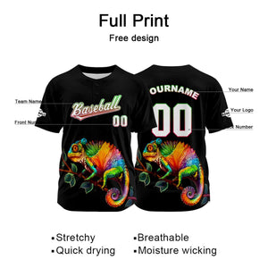 Camiseta de béisbol negra personalizada con nombre número y logotipo personalizados