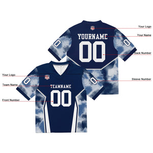 Camiseta de fútbol personalizada con nombre y número del equipo impresos y bordados-color azul marino