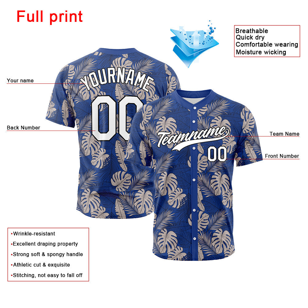 Dise?o personalizado de camiseta de béisbol con estampado completo de plantas tropicales
