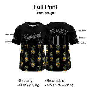 Camiseta de béisbol negra personalizada con nombre número y logotipo personalizados