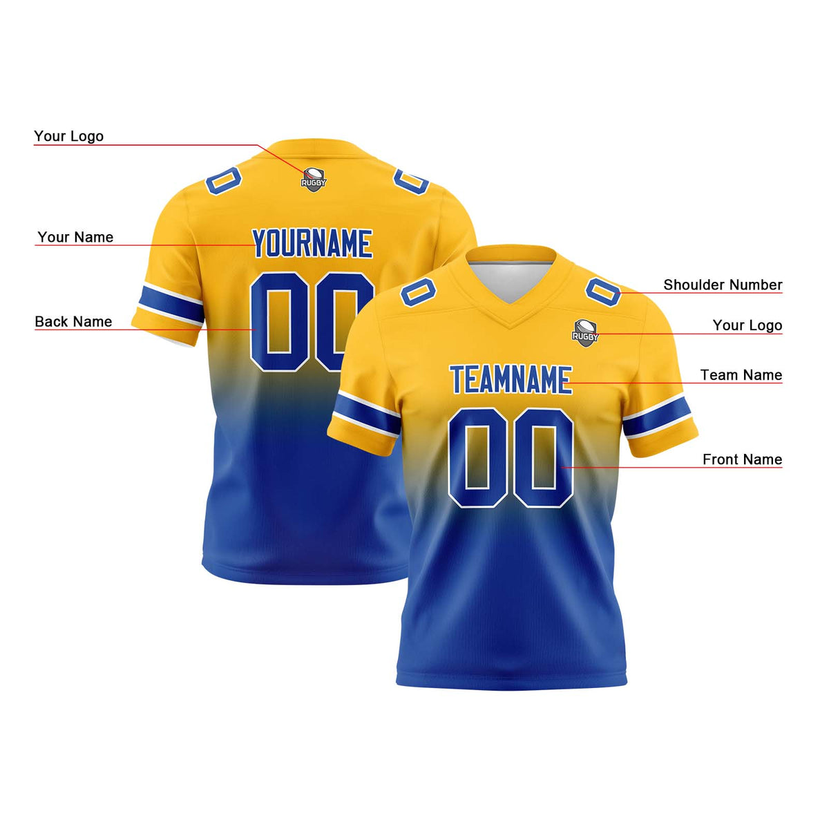 Camisetas de fútbol personalizadas con degradado-nombre-número y logotipo para adultos-niños y equipos