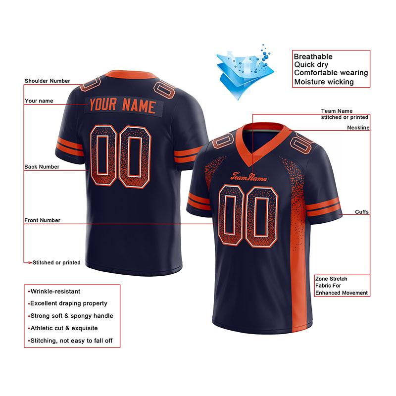 team custom authentic drift fashion football jersey gray-black mesh