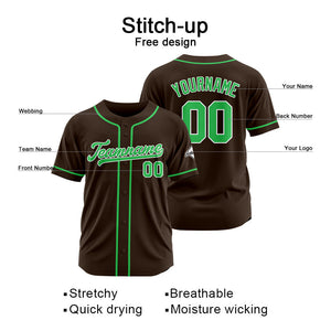 Camiseta de béisbol personalizada con diseño bordado & estilo hip hop & color marrón y verde