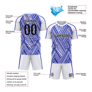 Conjunto personalizado de uniforme de fútbol para niños y adultos: camiseta azul marino y blanca