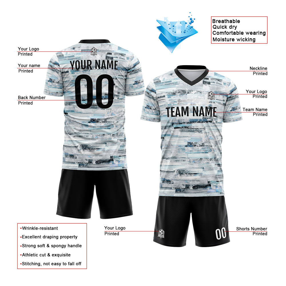 Uniforme de fútbol personalizado para niños y adultos & conjunto personalizado & camiseta azul claro & fondo de pantalla