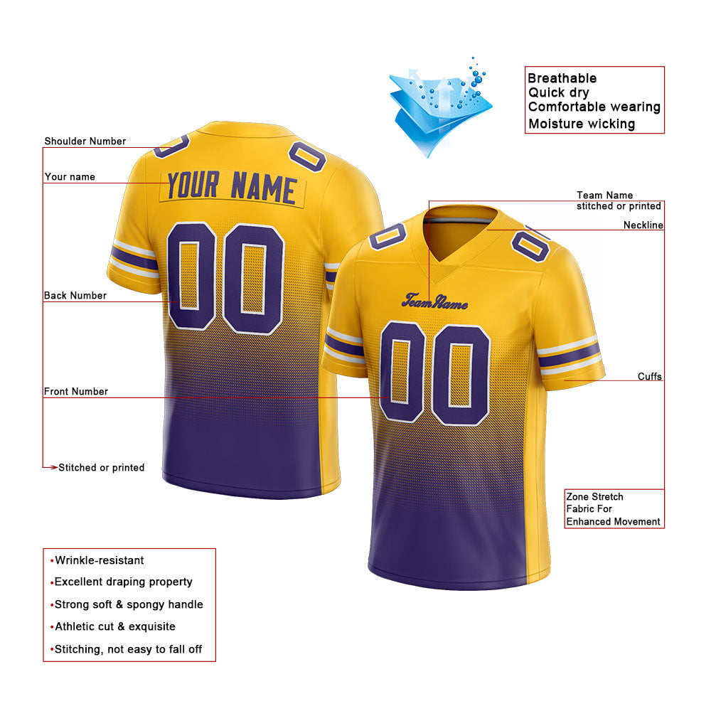 custom authentic gradient fashion football jersey yellow-purple